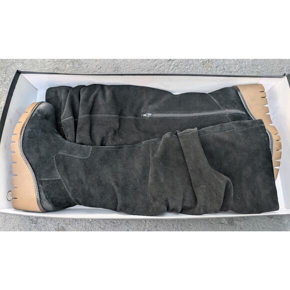 Vintage Foundry Co Womens Maisie Tall Suede Wedge Boots 9 Black Slouch Soft Luxe - Picture 7 of 11